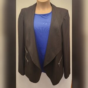 LOOKBOOK STORE Black Fashion Blazer Jacket with Zipper Details Long Sleeve